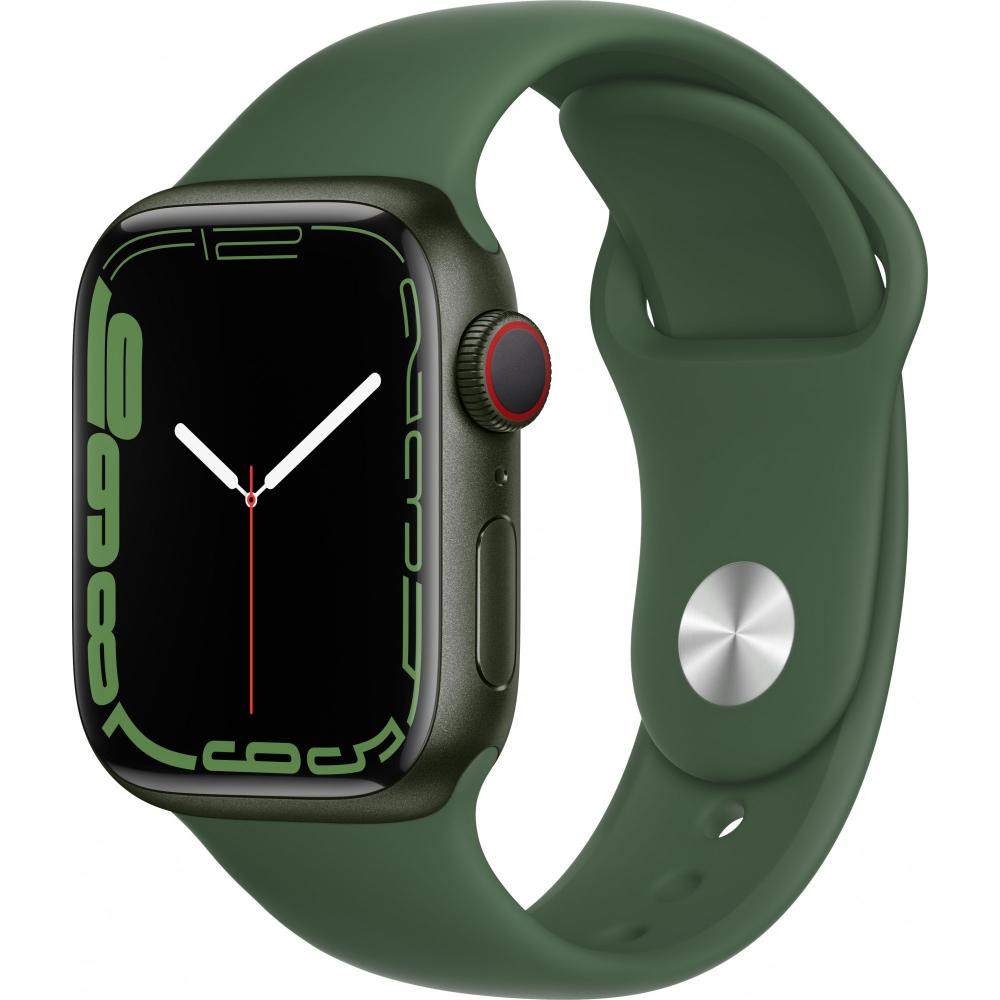 Carcasă din aluminiu verde pentru Apple Watch 7 de 41 mm, cu bandă sport Clover (MKN03UL)